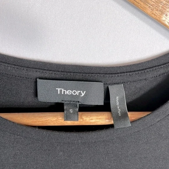 Theory Black-Rubric Gathered Sleeve Dress Size S - Picture 3 of 6